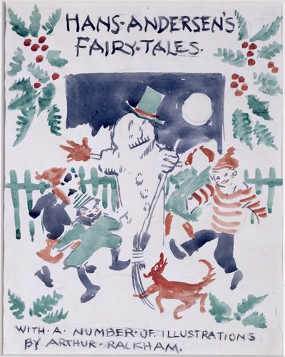 Szkic przedniej okładki dla Hans Andersens Fairy Tales (wc na papierze) autorstwa Arthur Rackham
