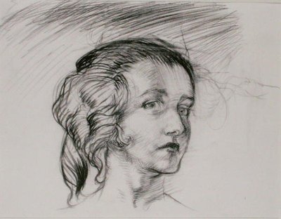 Głowa dziewczyny (ołówek na papierze) autorstwa Arthur Rackham