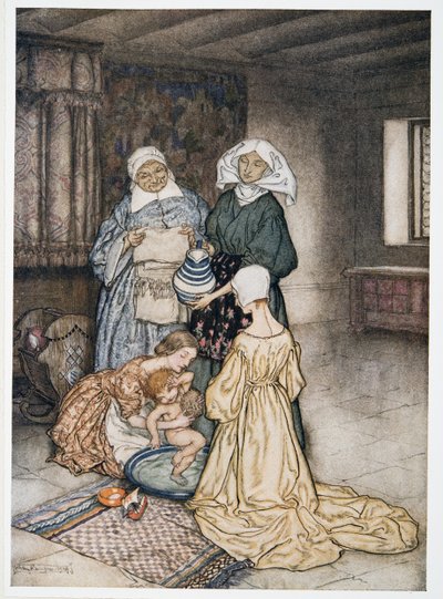 Czy nie miałem czterech lub pięciu kobiet, która mnie opiekowała? ilustracja z Burzy Williama Szekspira, wyd. 1926 autorstwa Arthur Rackham