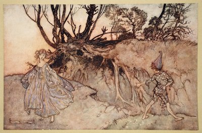 Jak teraz duch! wither wander you, ilustracja ze „Snu nocy letniej” Williama Szekspira, 1908 autorstwa Arthur Rackham