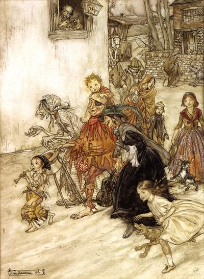 Ilustracja do matki gęsi autorstwa Arthur Rackham