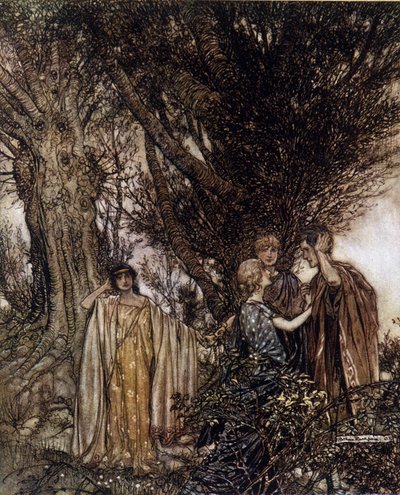 Ilustracja Arthura RACKHAMA (1867-1939) do „Snu letniej nocy” Williama Szekspira autorstwa Arthur Rackham