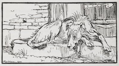 Ilustração do Velho Sultão de um dog.polish autorstwa Arthur Rackham