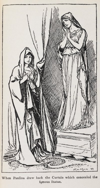 Ilustracja przedstawiająca Paulinę z Zimowej opowieści autorstwa Arthur Rackham
