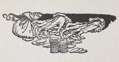 Ilustracja przedstawiająca ręce Scrooge