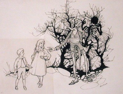 „To był rodzaj szkieletu”, ilustracja z „Zankiwank i Bletherwitch” S.J. Adair Fitzgerald, opublikowany 1896 (pióro i atrament) autorstwa Arthur Rackham