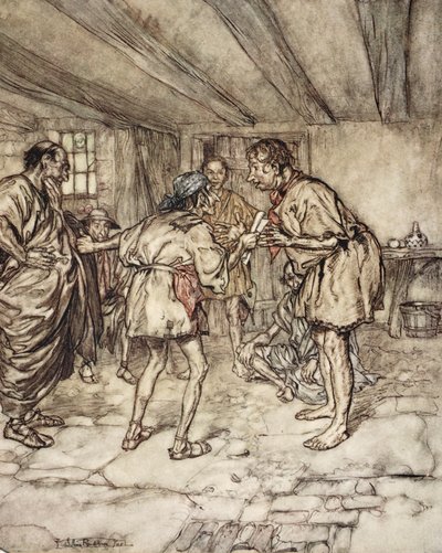 Pozwól mi też zagrać lwa, ilustracja ze „Snu nocy letniej” Williama Szekspira, 1908 autorstwa Arthur Rackham