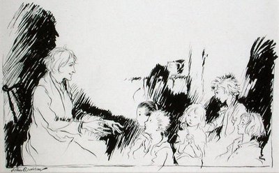 Długie historie o duchach, czarownicach i Indianach, ilustracja z „Rip van Winkle” Washingtona Irvinga (1783-1859), wydanie opublikowane w 1916 r. (pióro i atrament na papierze) autorstwa Arthur Rackham
