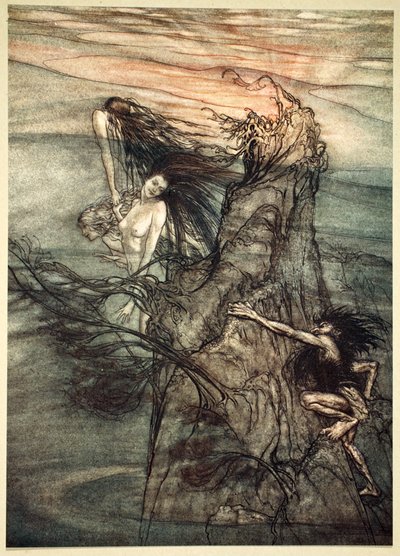 – Wykpij się! Kpina! Nibelung robi dla twojej zabawki!”, 1910. autorstwa Arthur Rackham