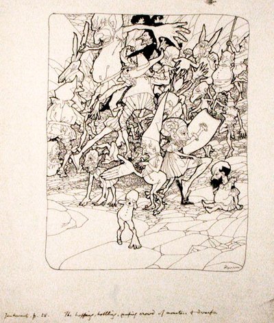 „Nikt nie miał przymocowanych do niego właściwych kończyn”, ilustracja z „Zankiwank i czarownika” S.J. Adair Fitzgerald, opublikowany 1896 (pióro i atrament na papierze) autorstwa Arthur Rackham