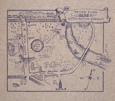 Piotruś Pans Mapa Kensington Gardens, od Piotrusia Pana w Kensington Gardens autorstwa JM Barrie (1860 - 1937), wyd. 1906 autorstwa Arthur Rackham