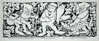 Piscator Auceps Venator, ilustracja z „The Compleat Angler”, Izaak Walton, opublikowana w 1931 (pióro i atrament na papierze) autorstwa Arthur Rackham