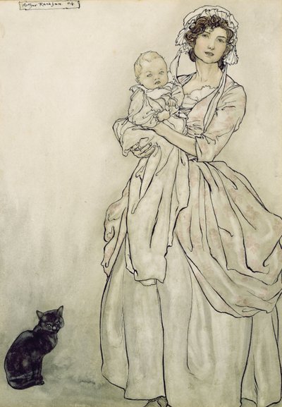 Rips córka i wnuk, 1904 (toaleta z piórem i atramentem na papierze) autorstwa Arthur Rackham