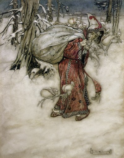 Święty Mikołaj, ilustracja z Arthur Rackhams Book of Pictures, 1907, opublikowana w 1913 (pióro, atrament i toaleta na papierze) autorstwa Arthur Rackham