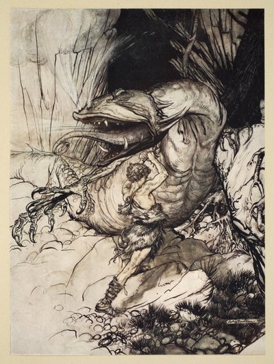 Zygfryd zabija Fafnera, ilustracja z 