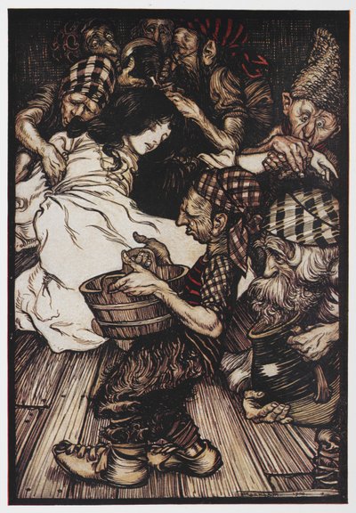 Królewna Śnieżka z siedmioma krasnoludkami. autorstwa Arthur Rackham