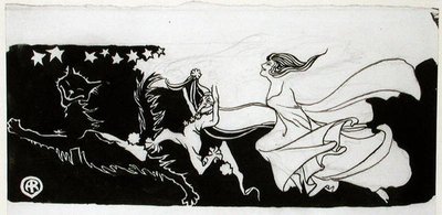 Starlight Frolics (pióro i atrament na papierze) autorstwa Arthur Rackham