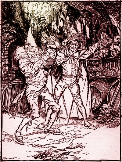 „Beczka Amontillado” Edgara Allana Poe autorstwa Arthur Rackham