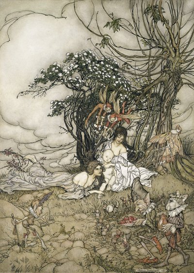 The Changeling, 1905 (toaleta i pióro i atrament na papierze) autorstwa Arthur Rackham