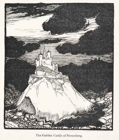 Złoty Zamek Stromberg, z Bajek braci Grimm, wyd. 1909 autorstwa Arthur Rackham