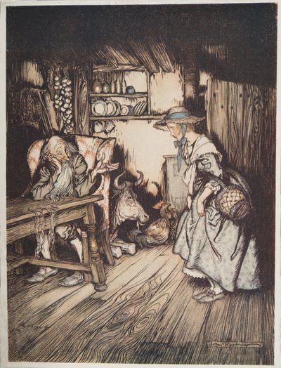 Chatka w lesie, z Little Brother i Little Sister i inne opowieści braci Grimm, wyd. 1917 autorstwa Arthur Rackham