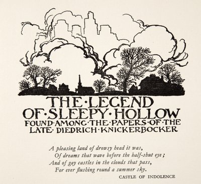 Legenda o Sleepy Hollow, z The Legend of Sleepy Hollow Washngtona Irvinga (1783 - 1859), wyd. 1928 autorstwa Arthur Rackham