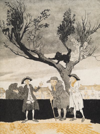 The Men of Sleepy Hollow (wewnętrzna okładka) z The Legend of Sleepy Hollow autorstwa Washingtona Irvinga (1783 - 1859), wyd. 1928 autorstwa Arthur Rackham