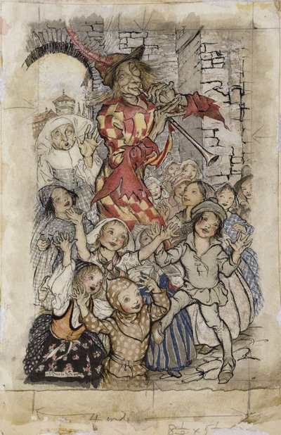 Pied Piper i dzieci, autorstwa Arthur Rackham