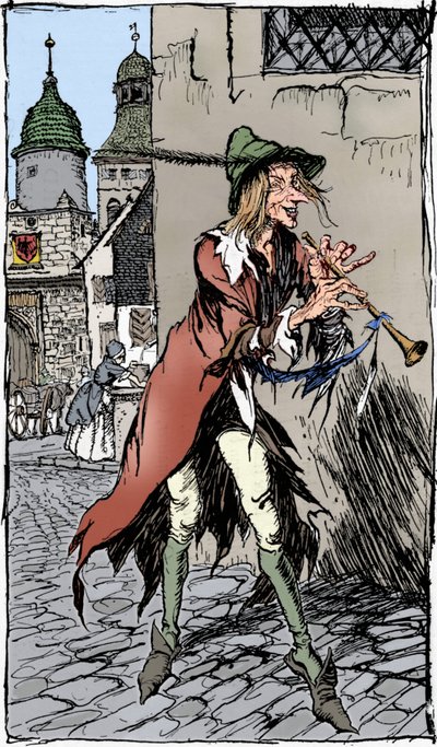 Pied Piper z Hamelin, 1934 autorstwa Arthur Rackham