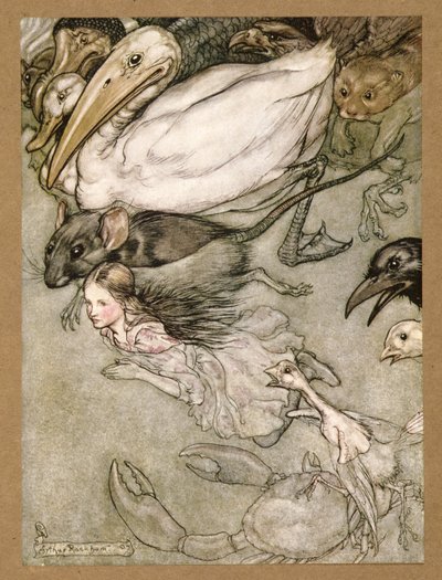 Basen łez, z „Alicji w krainie czarów” Lewisa Carrolla, wyd. 1907 autorstwa Arthur Rackham