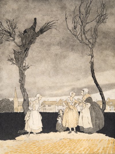 The Women of Sleepy Hollow (wewnętrzna okładka), z The Legend of Sleepy Hollow autorstwa Washingtona Irvinga (1783 - 1859), wyd. 1928 autorstwa Arthur Rackham