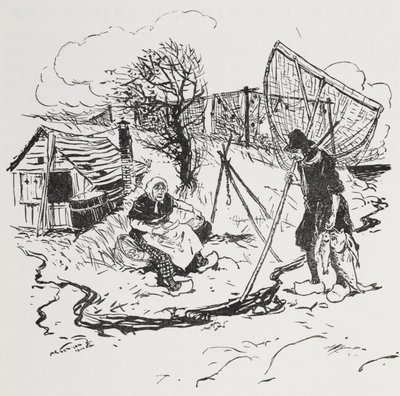 Rybak i jego żona. autorstwa Arthur Rackham