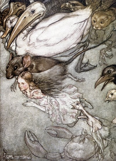 Staw łez - w „Przygodach Alicji w Krainie Czarów” Lewisa Carrolla, chor. autorstwa Arthura Rackhama autorstwa Arthur Rackham
