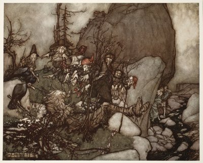 Sen Rip Van Winkle., z Rip Van Winkle by Washington Irving, pub. 1910 autorstwa Arthur Rackham