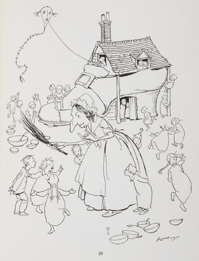 Była sobie starsza pani, która mieszkała w bucie. Kobieta z butikiem i mnóstwem dzieci. autorstwa Arthur Rackham