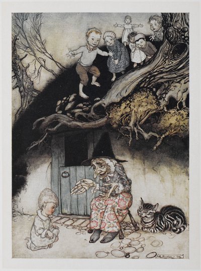 Pod wzgórzem mieszkała stara kobieta. autorstwa Arthur Rackham