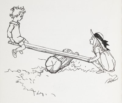 Dwoje dzieci na zobaczyć widział. autorstwa Arthur Rackham