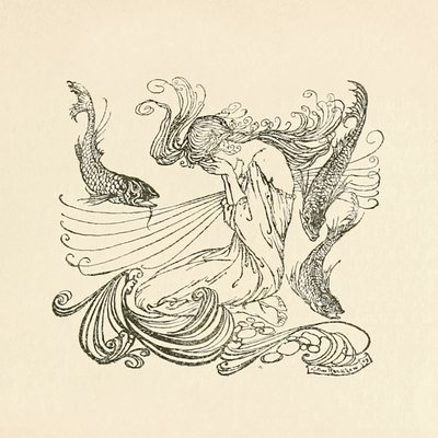 Undine wstaje z fontanny łkając z „Undine” autorstwa Arthur Rackham