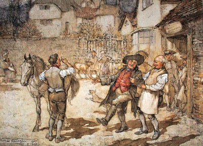 Kiedy chore owce przyniosły rozsądny zysk (pióro i atrament oraz akwarela na papierze) autorstwa Arthur Rackham