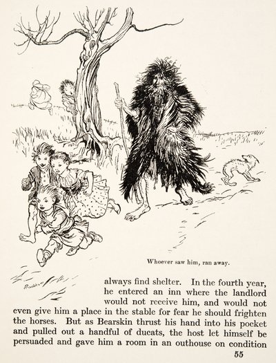Ktokolwiek go widział, uciekł, z Little Brother & Little Sister and Other Tales by the Brothers Grimm, pub.1917 (lito) autorstwa Arthur Rackham