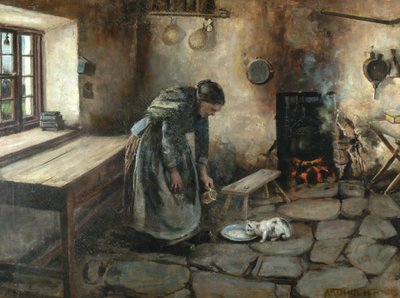 Wnętrze wiejskie (olej na płótnie) autorstwa Arthur Rigg