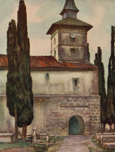 Kraj Basków: Kościół w Itxassou (kolor lito) autorstwa Arthur Romilly Fedden