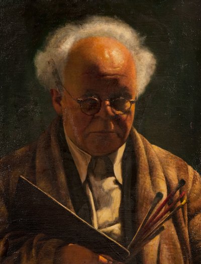 Autoportret z paletą i pędzlami autorstwa Arthur Segal