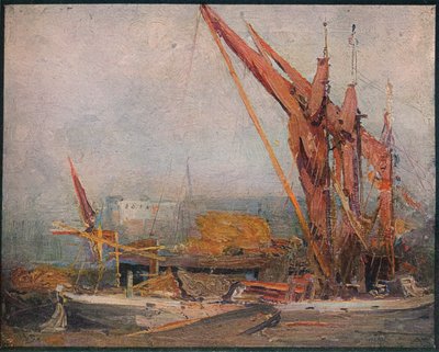 Barki z sianem na Tamizie, 1905 autorstwa Arthur Streeton