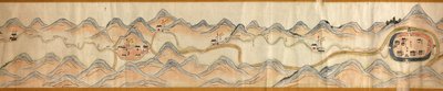 16 000. dostarczony. Zorientowany na północ w prawo. Relief pokazany obrazowo. Widok z lotu ptaka. Obejmuje rzekę Wei w Baoji Xian, Shanxi Sheng do Shu Dao na granicy Shanxi-Syczuan. Pokazuje osiedla, postoje, stacje, zajazdy, świątynie, przełęcze, walle autorstwa Arthur W. Hummel