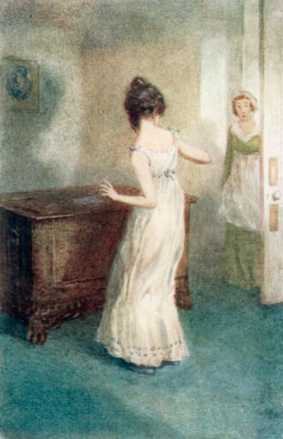 Ilustracja do Opactwa Northanger autorstwa Jane Austen (kolorowa litografia) autorstwa Arthur Wallis Mills