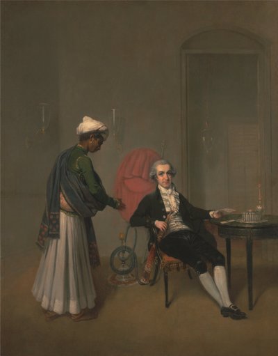Portret dżentelmena, prawdopodobnie Williama Hickeya, i indiańskiego służącego autorstwa Arthur William Devis