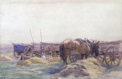 Wózki z sianem z koniem (akwarela na papierze) autorstwa Arthur Winter Shaw