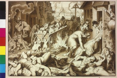 1679 śmierć w Wiedniu od stycznia do listopada 122.849 osób z powodu wielkiej zarazy autorstwa Artist Unknown