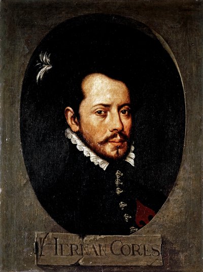 CORTES Hernan ( 1485-1547). Hiszpański zdobywca Meksyku (olej na płótnie) autorstwa Artist Unknown
